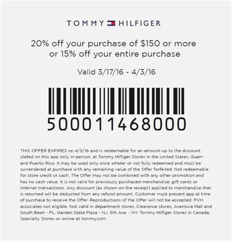 tommy hilfiger coupons outlet.